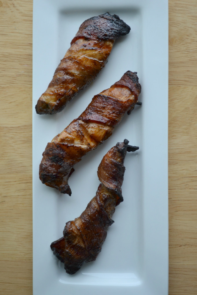 Grilled Bacon Wrapped Chicken - complete with a sweet and spicy chicken marinade (save some for drizzling over the chicken before serving!)