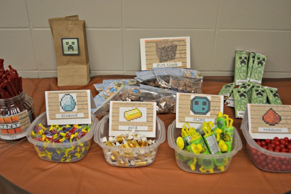 Minecraft birthday party candy buffet