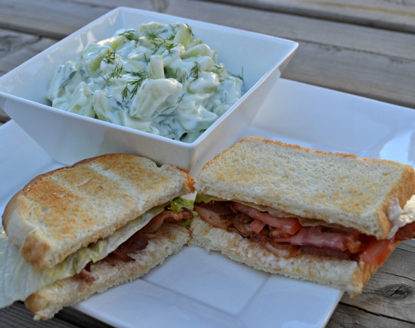 Butterball turkey bacon BLT and creamy cucumber dill salad