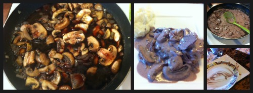 meatball steaks with red wine mushroom stew